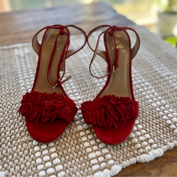 Banana Republic Shoes - Banana Republic Red Suede Tassel Heels Size 8